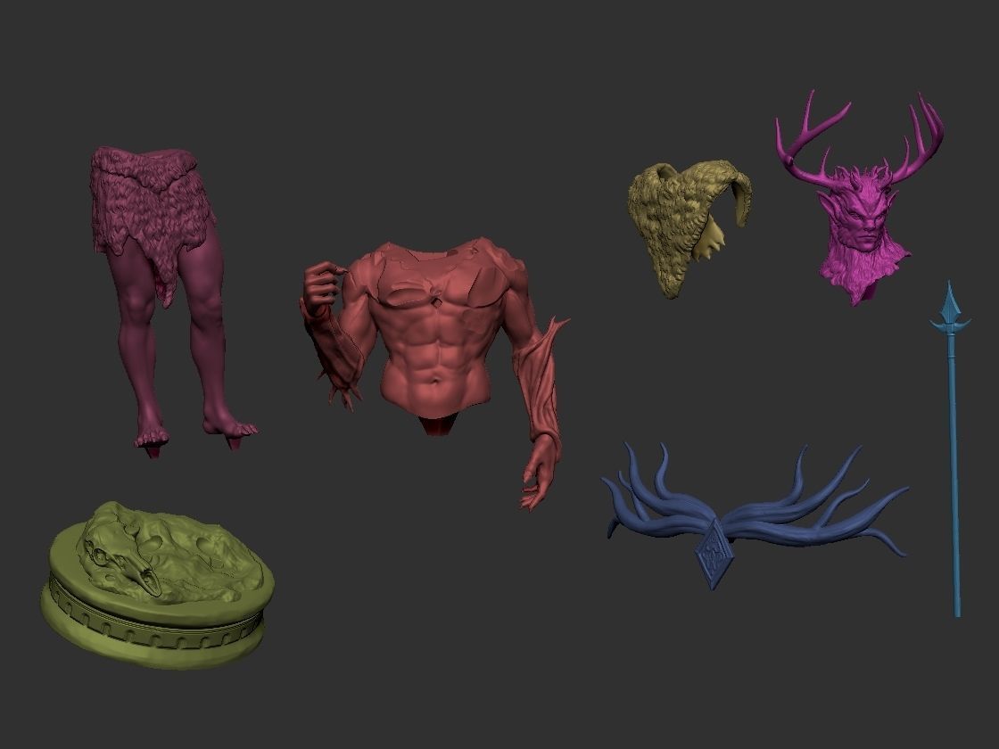 Hircine statue of deer with horns 3D print model_6