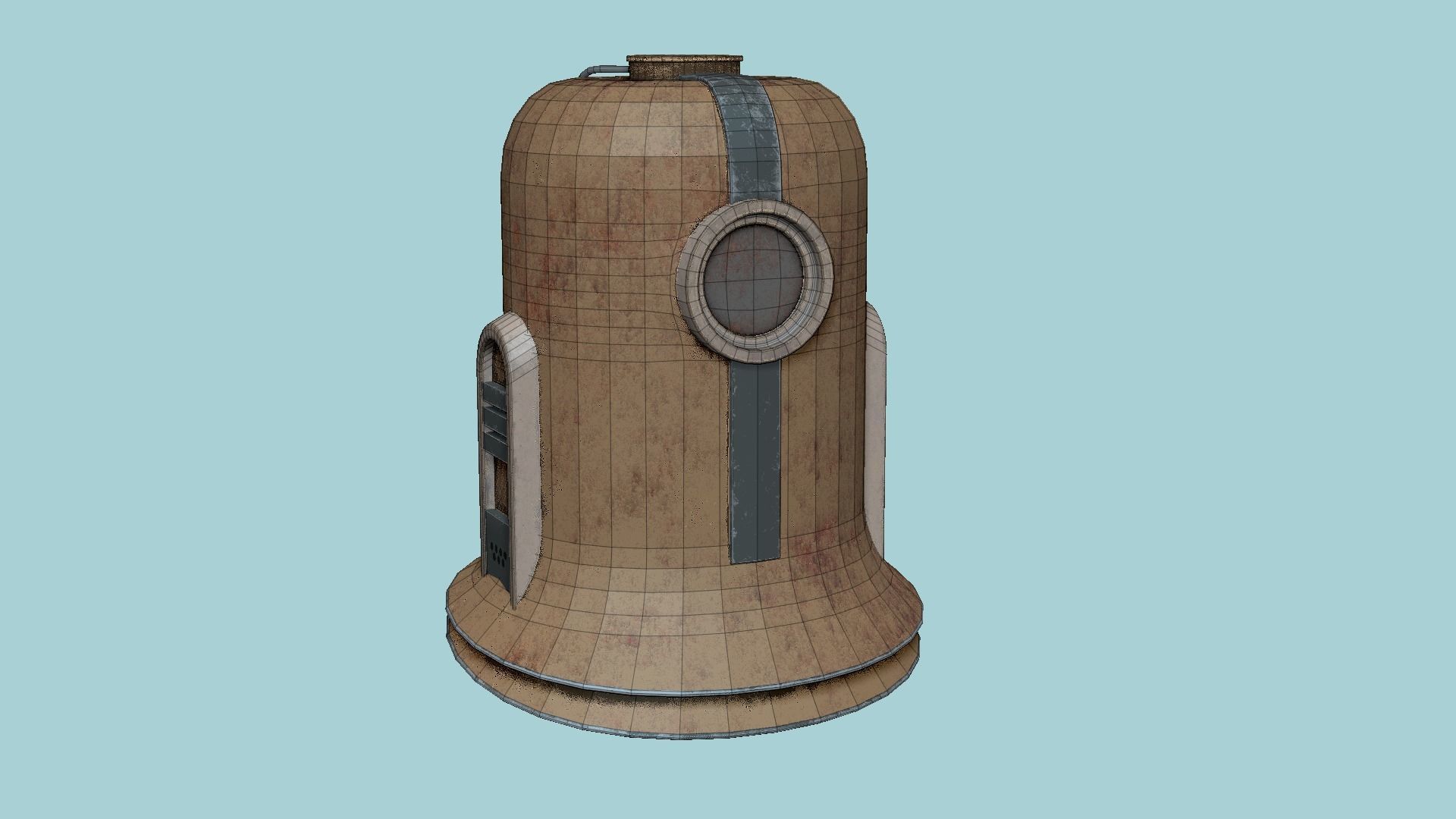 Old Diving Helmet C02 Bronze - Character Design Fashion Low-poly 3D model_6