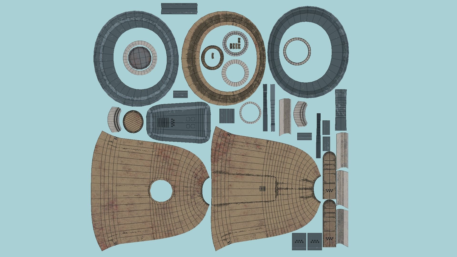 Old Diving Helmet C02 Bronze - Character Design Fashion Low-poly 3D model_5