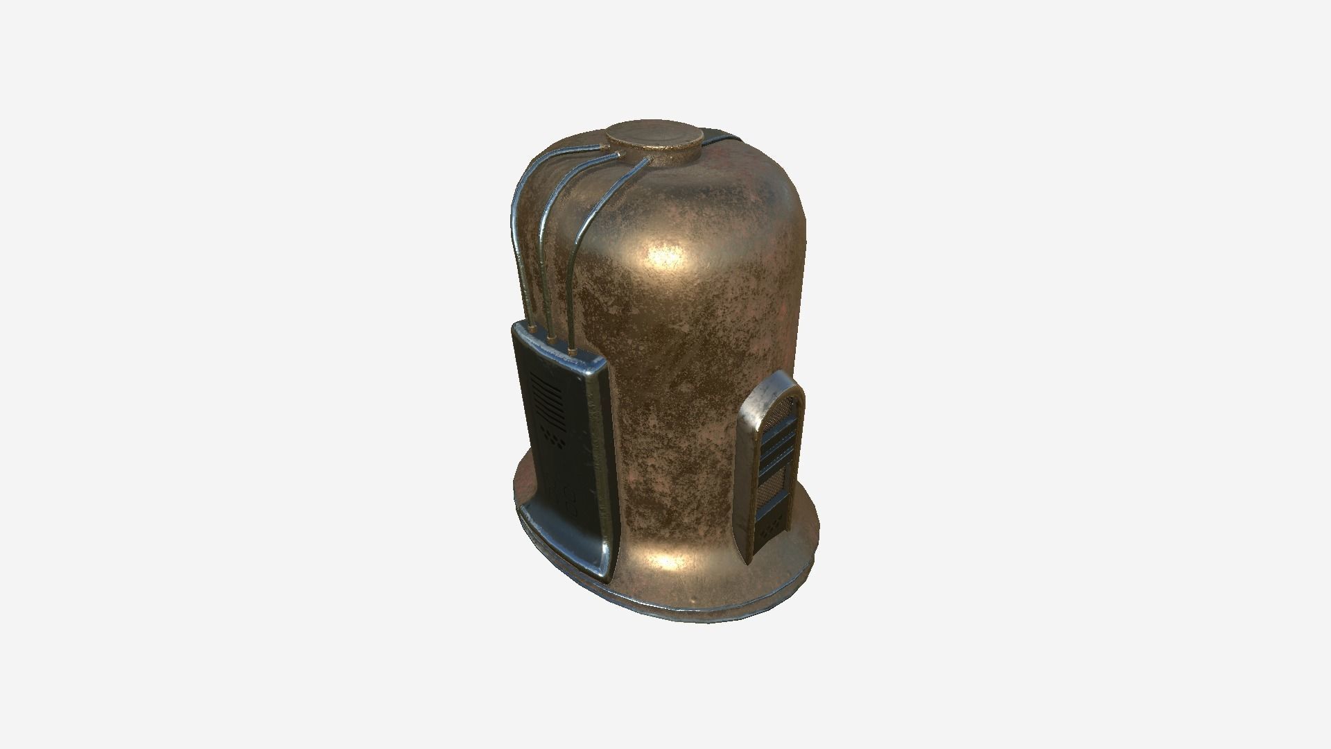 Old Diving Helmet C02 Bronze - Character Design Fashion Low-poly 3D model_4