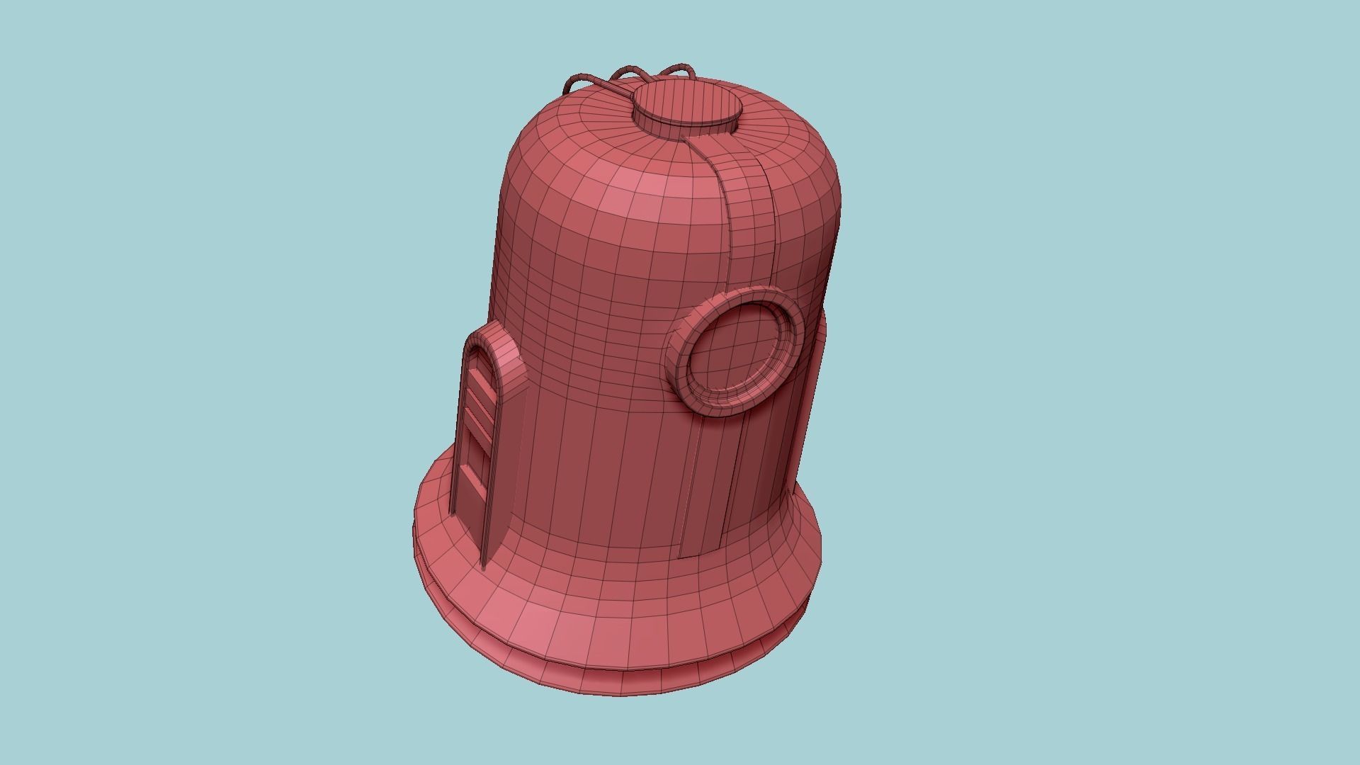 Old Diving Helmet C02 Bronze - Character Design Fashion Low-poly 3D model_16