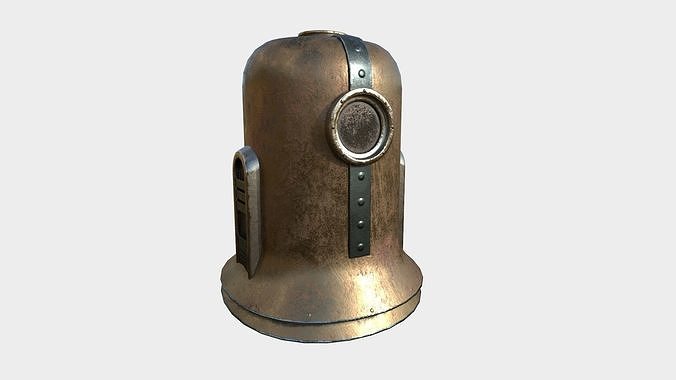 Old Diving Helmet C02 Bronze - Character Design Fashion Low-poly 3D model