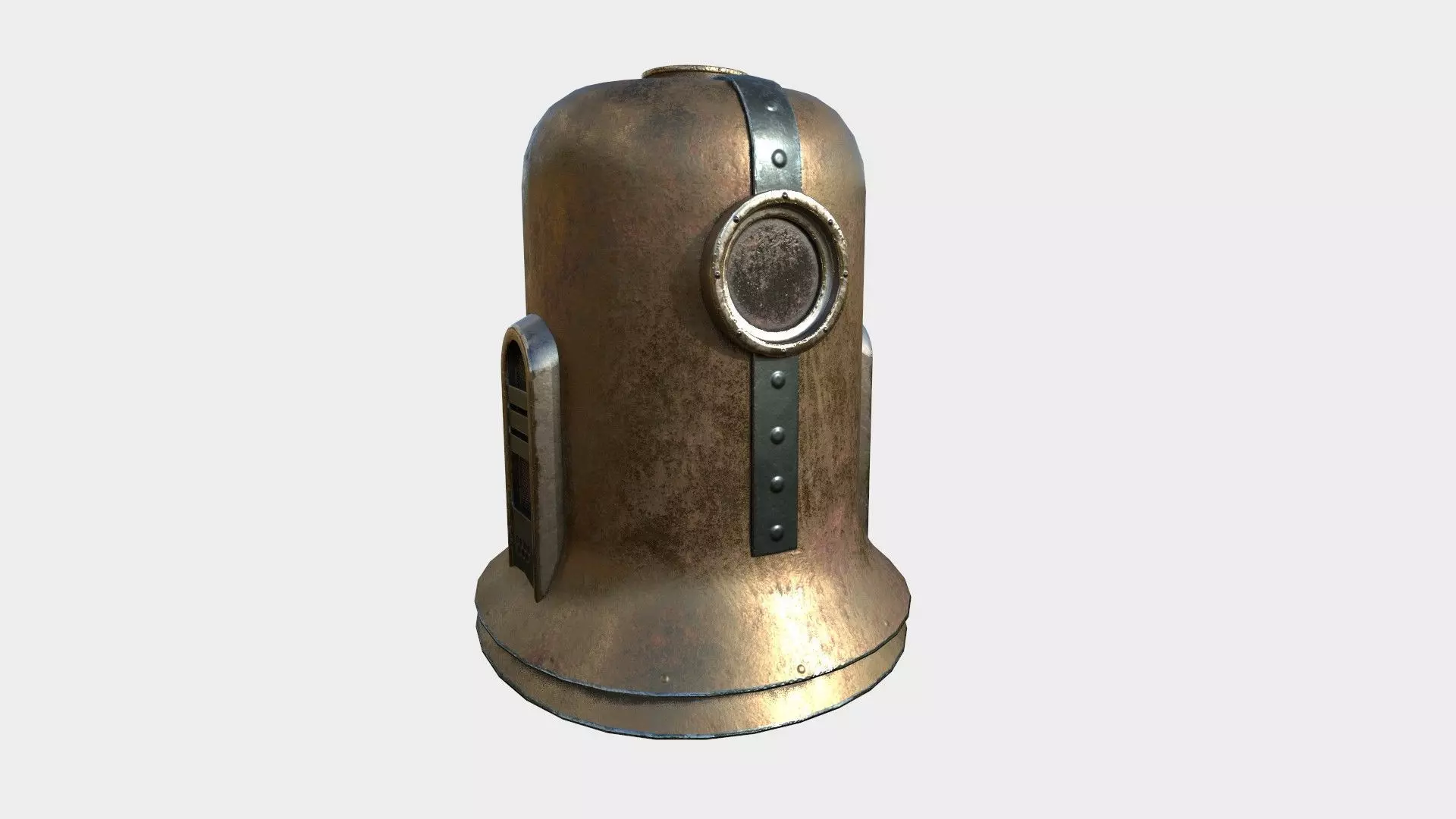 Old Diving Helmet C02 Bronze - Character Design Fashion Low-poly 3D model_0