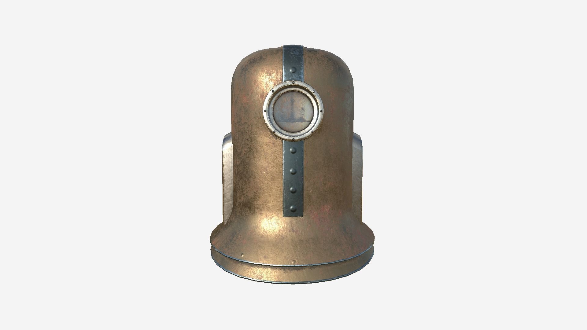 Old Diving Helmet C02 Bronze - Character Design Fashion Low-poly 3D model_3
