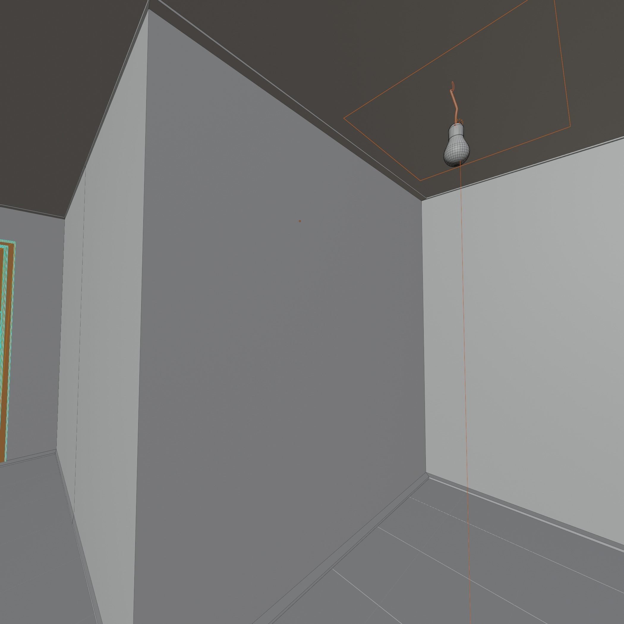 Hallway with walls and doors 3D model_7