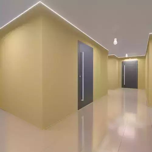 Hallway with walls and doors 3D model