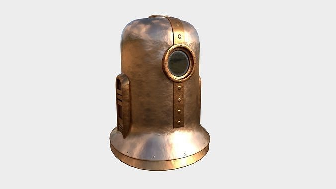 Old Diving Helmet C04 Clean Bronze - Character Design Fashion Low-poly 3D model