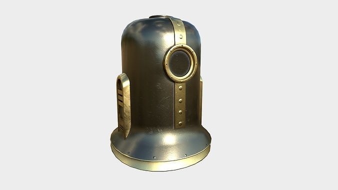Old Diving Helmet C05 Black Gold - Character Design Fashion Low-poly 3D model