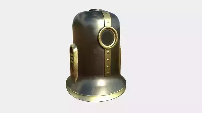 Old Diving Helmet C05 Black Gold - Character Design Fashion