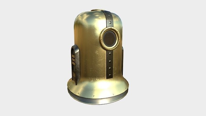 Old Diving Helmet C06 Gold - Character Design Fashion Low-poly 3D model