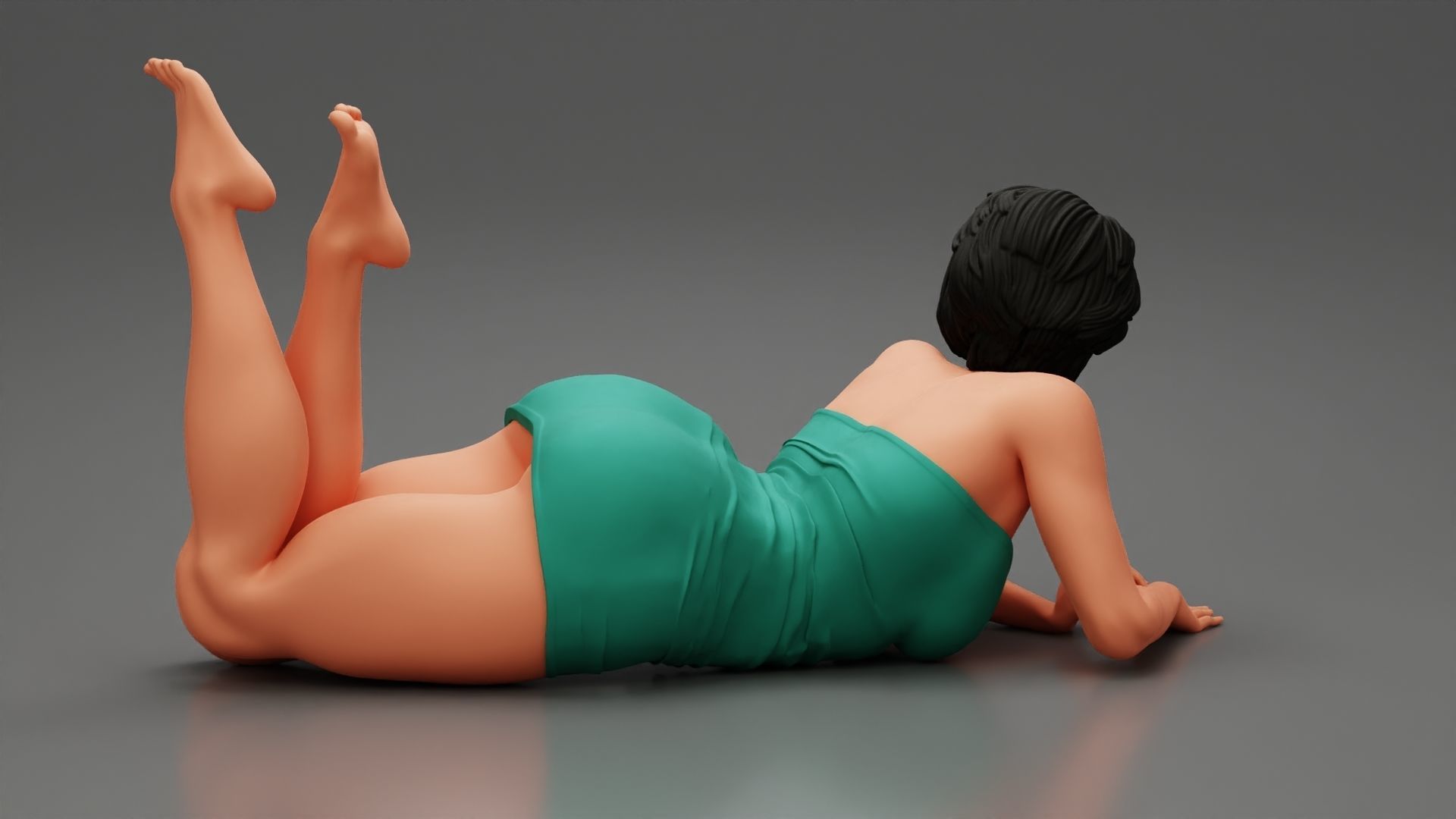 Brunette Girl Lying On Stomach 3D print model_6