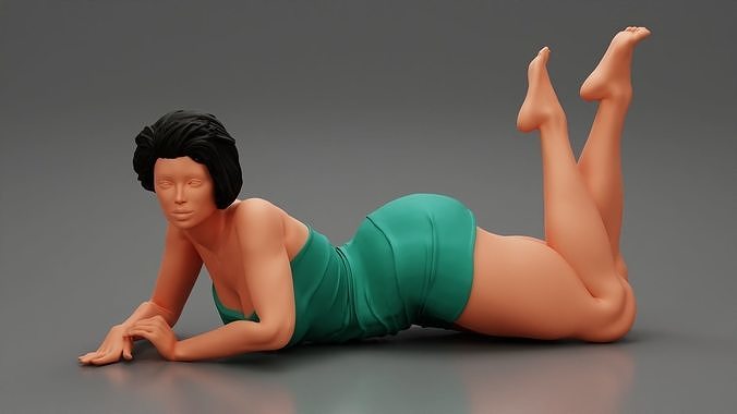 Brunette Girl Lying On Stomach 3D print model