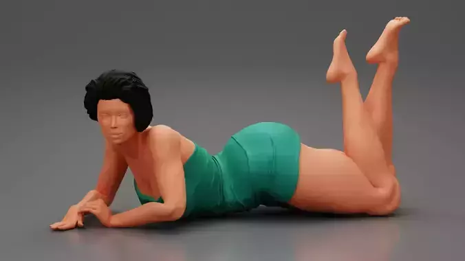 Brunette Girl Lying On Stomach 3D print model