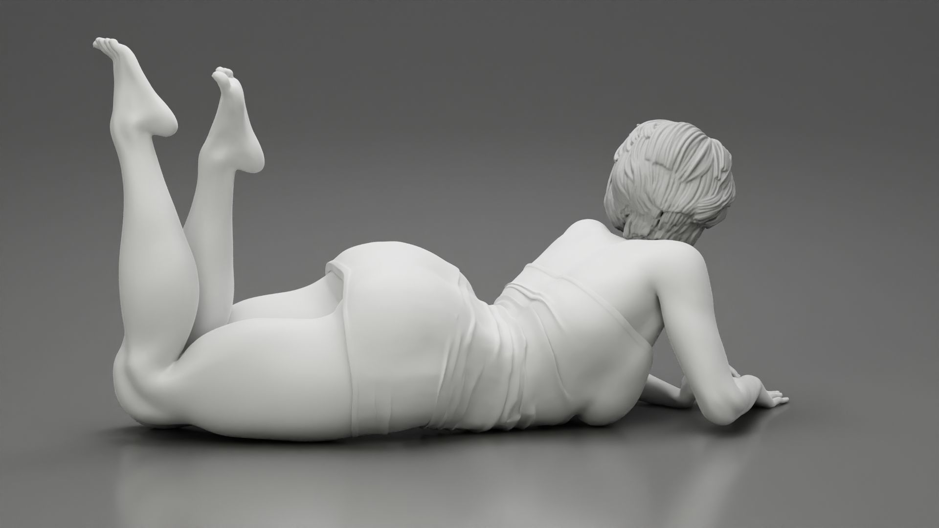 Brunette Girl Lying On Stomach 3D print model_7