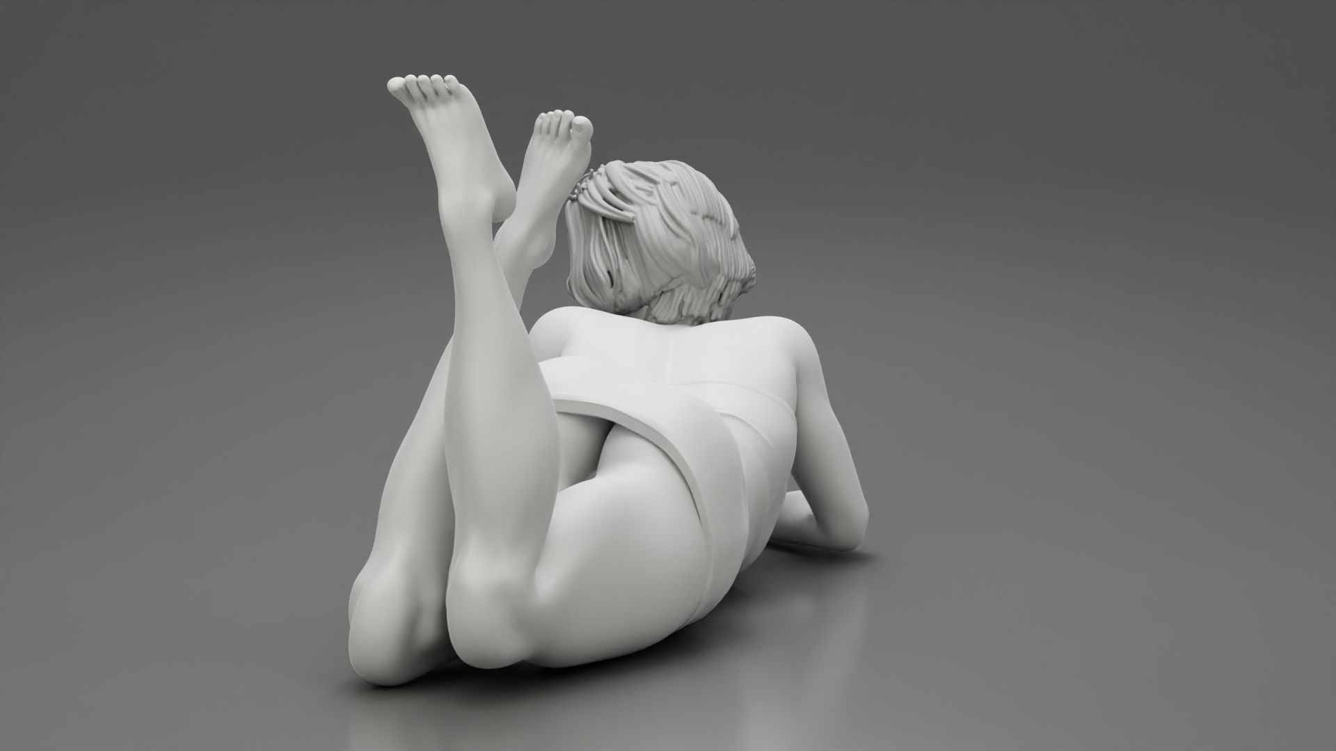Brunette Girl Lying On Stomach 3D print model_9