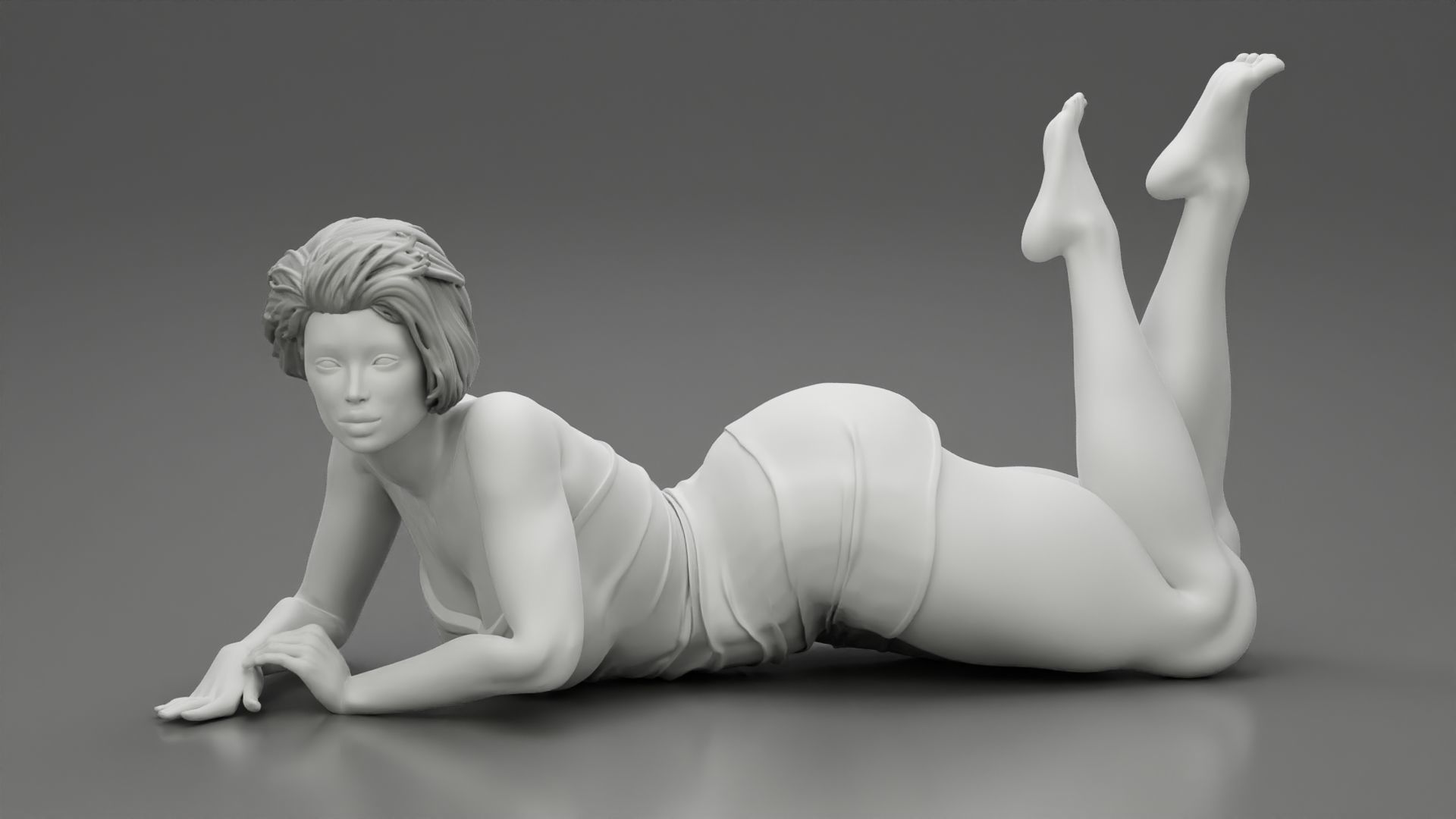 Brunette Girl Lying On Stomach 3D print model_1