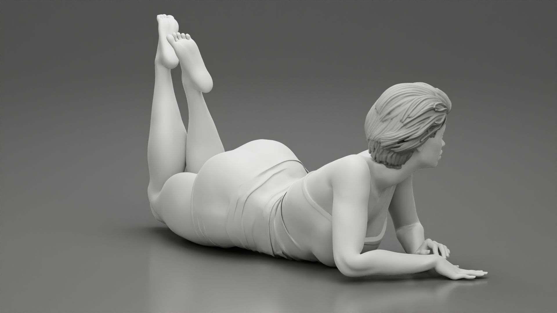 Brunette Girl Lying On Stomach 3D print model_5