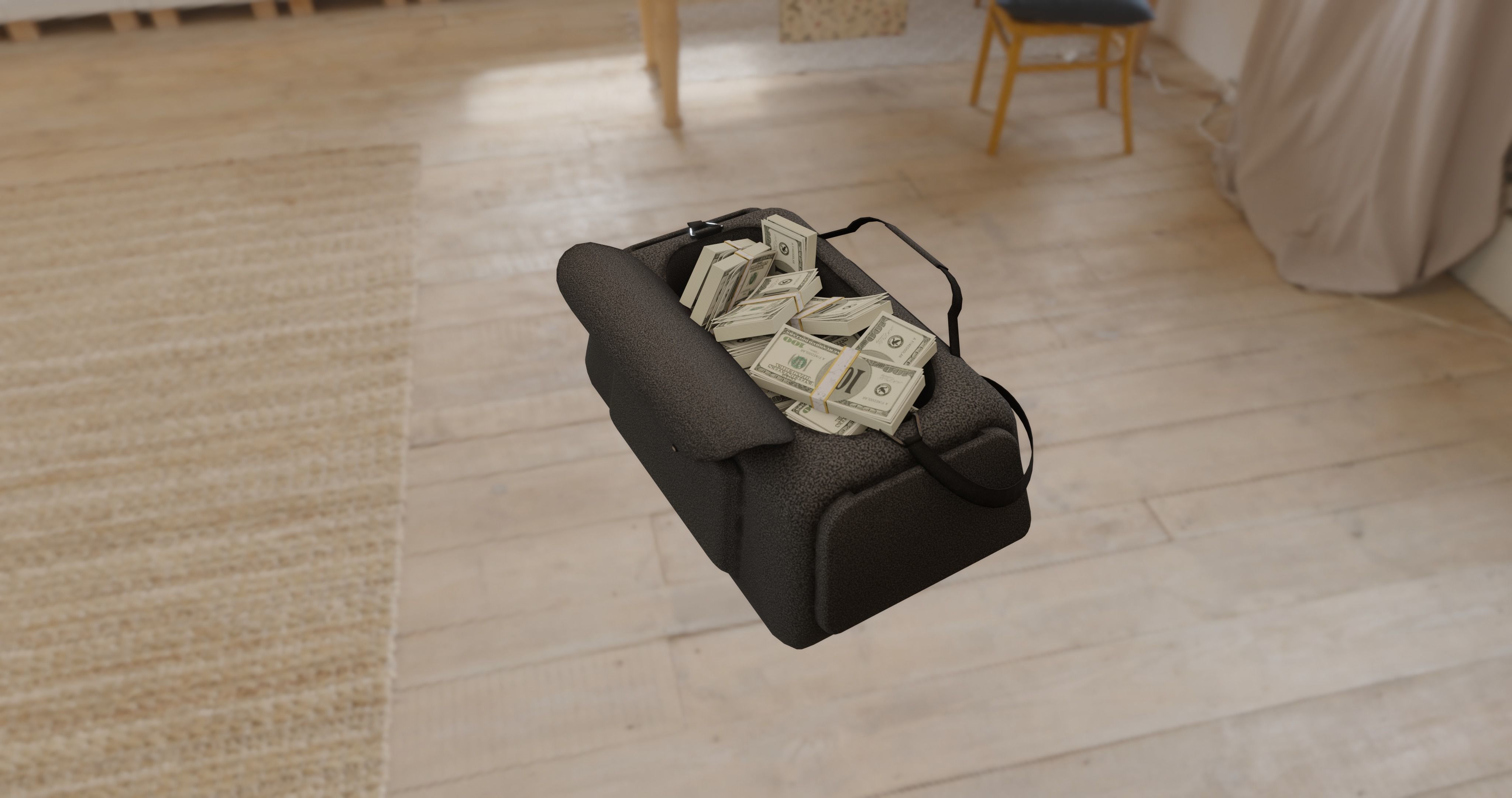 bank robbery dollar Money sport handbag Low-poly 3D model_6