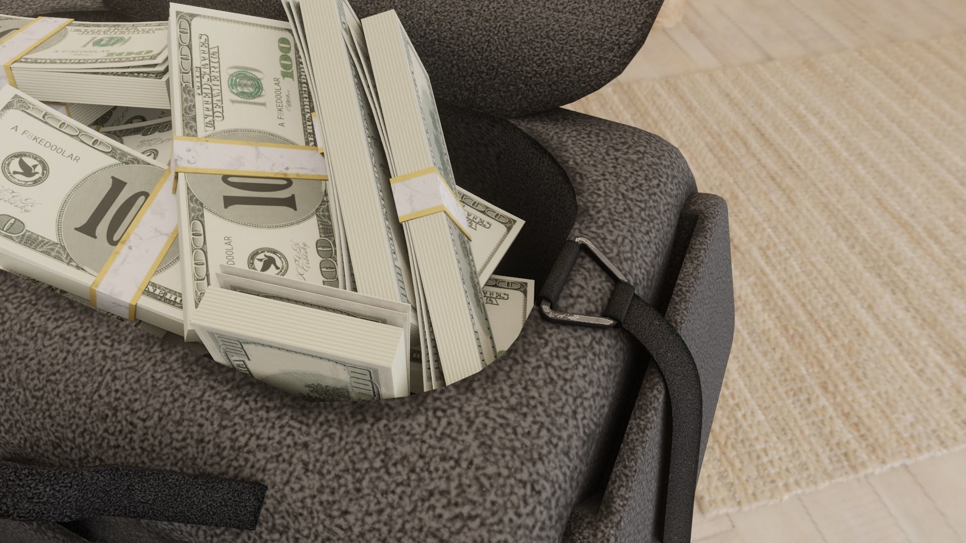 bank robbery dollar Money sport handbag Low-poly 3D model_5