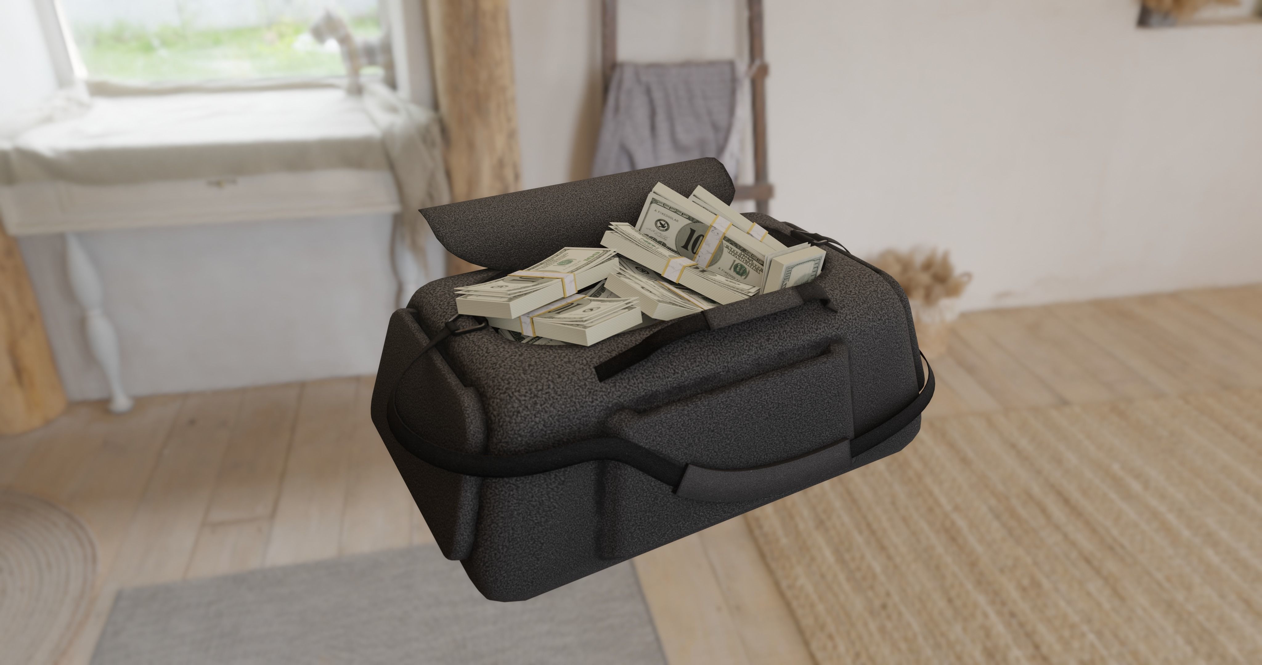 bank robbery dollar Money sport handbag Low-poly 3D model_1