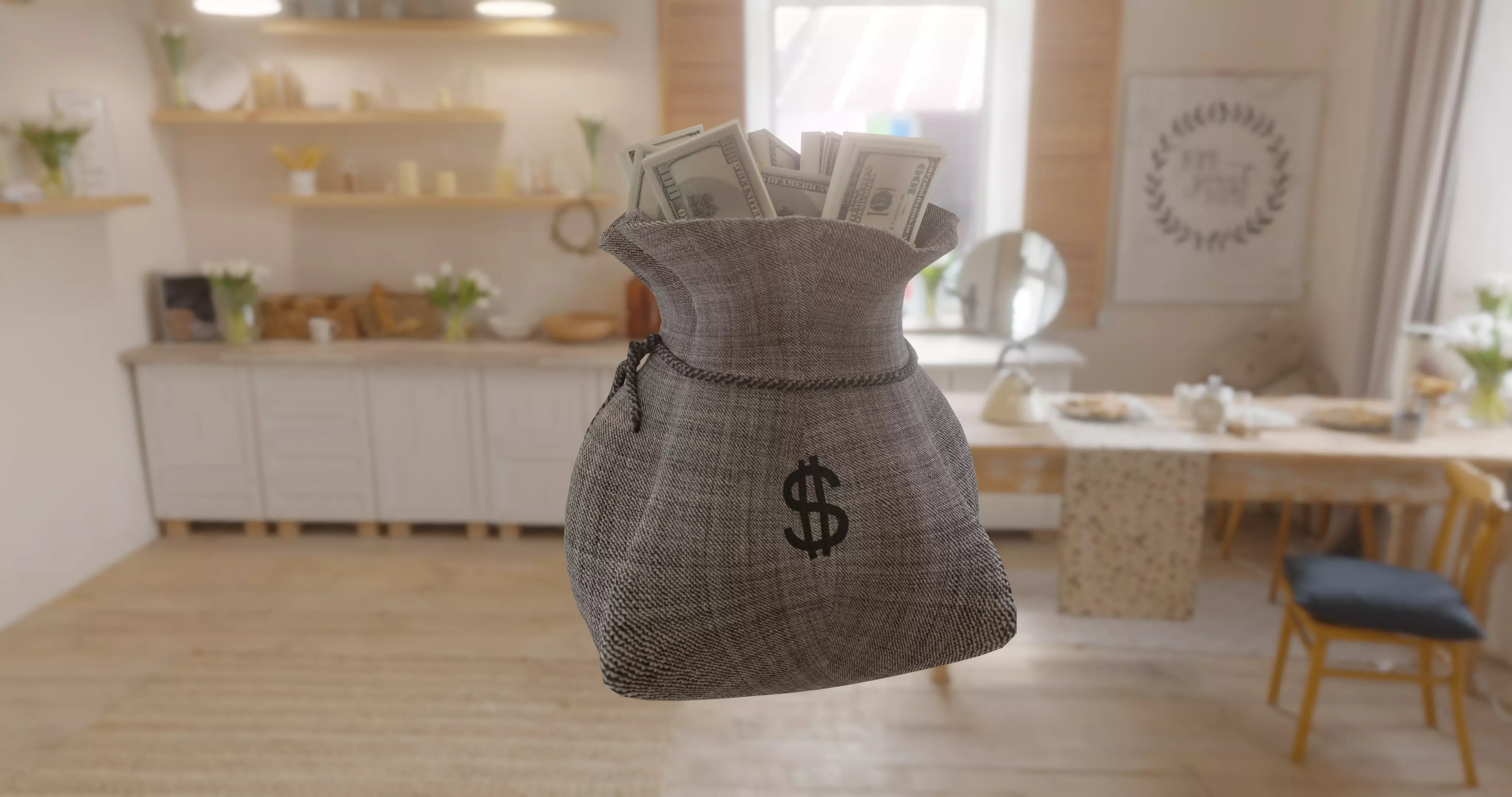 usd american dollars bank robbery Money Bag sack Low-poly 3D model
