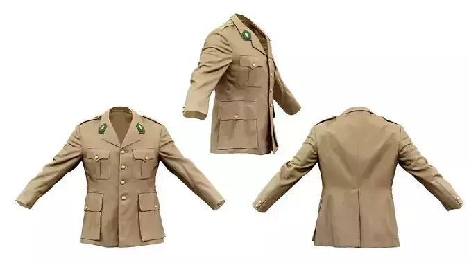 Army Jacket Low-poly 3D model