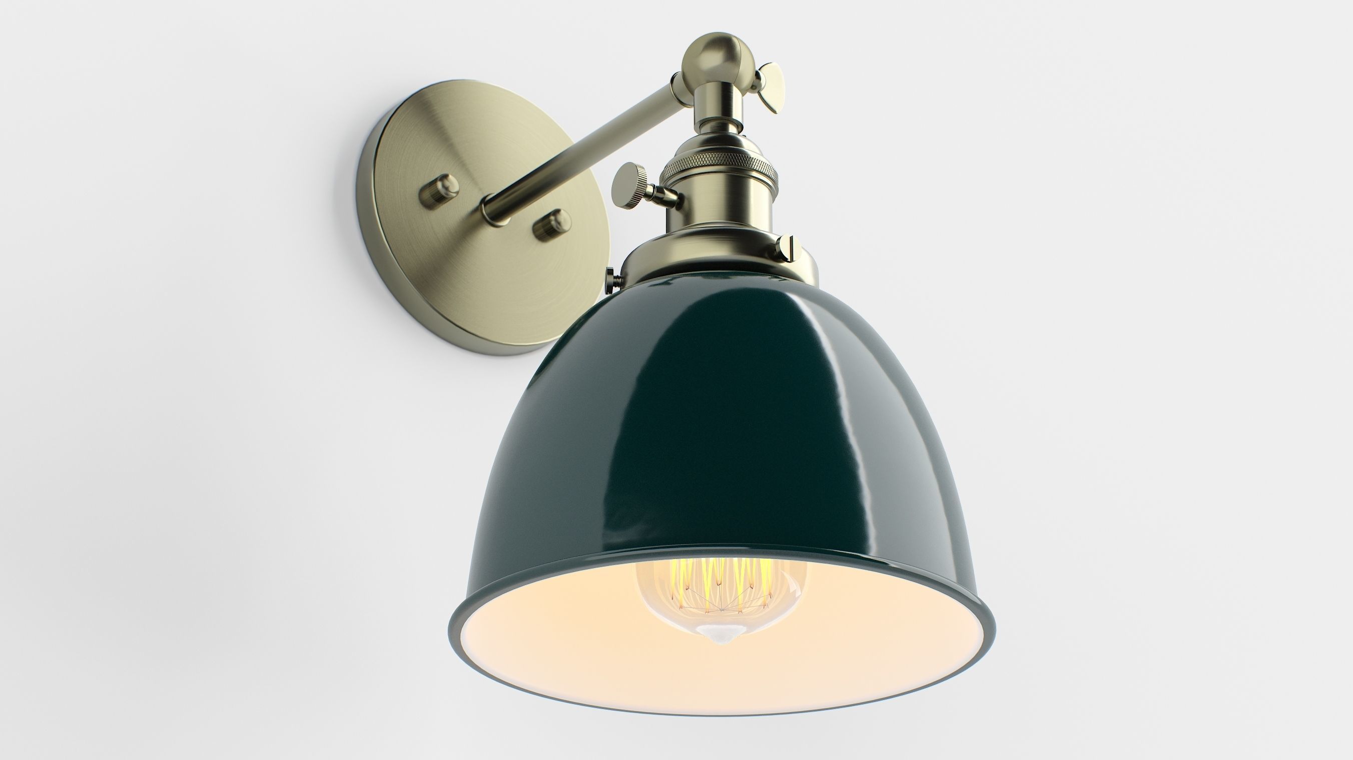 Permo Metal Dome Shade Sconce 3D model_8