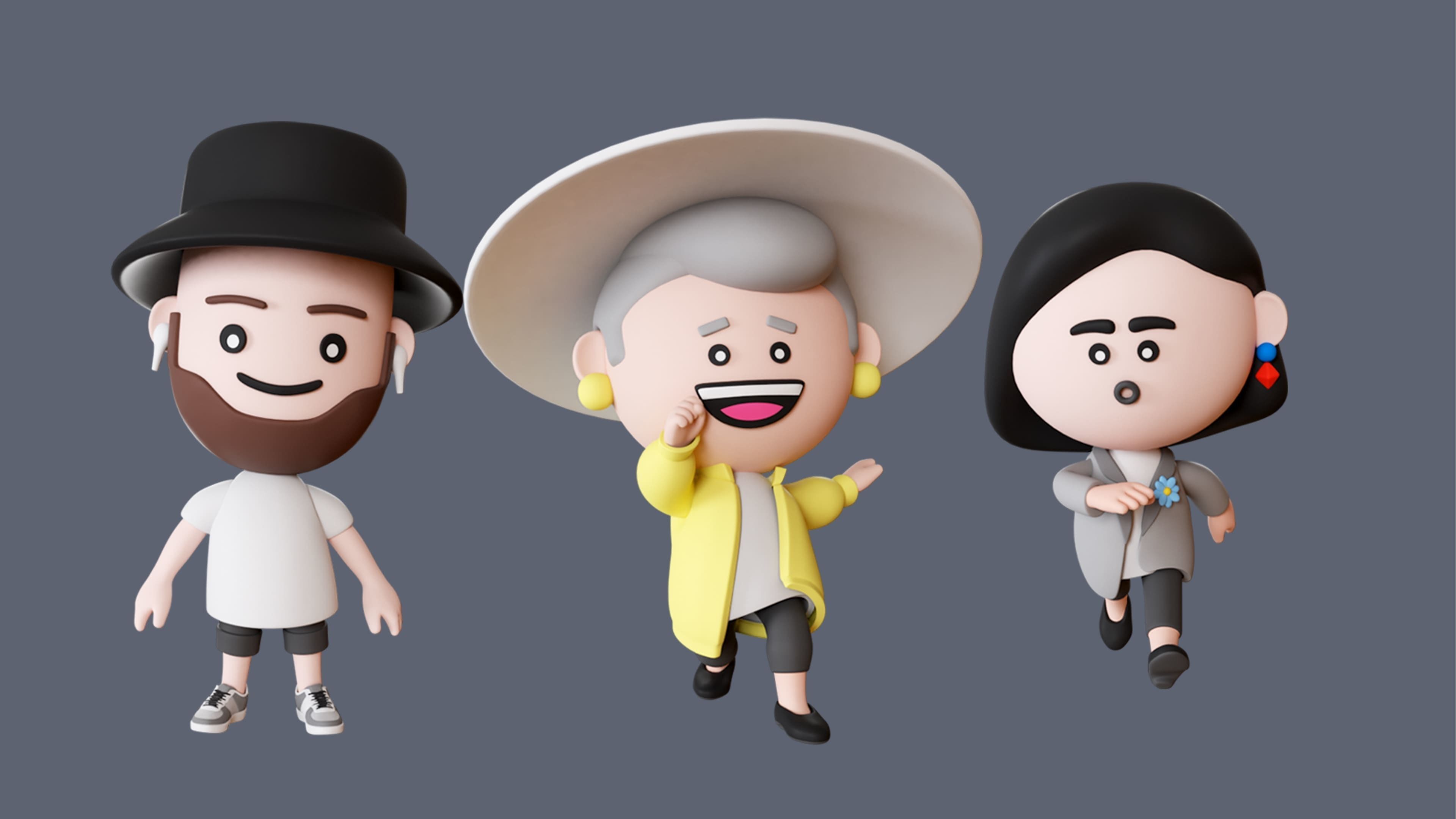 Cute Characters Low-poly 3D model_4