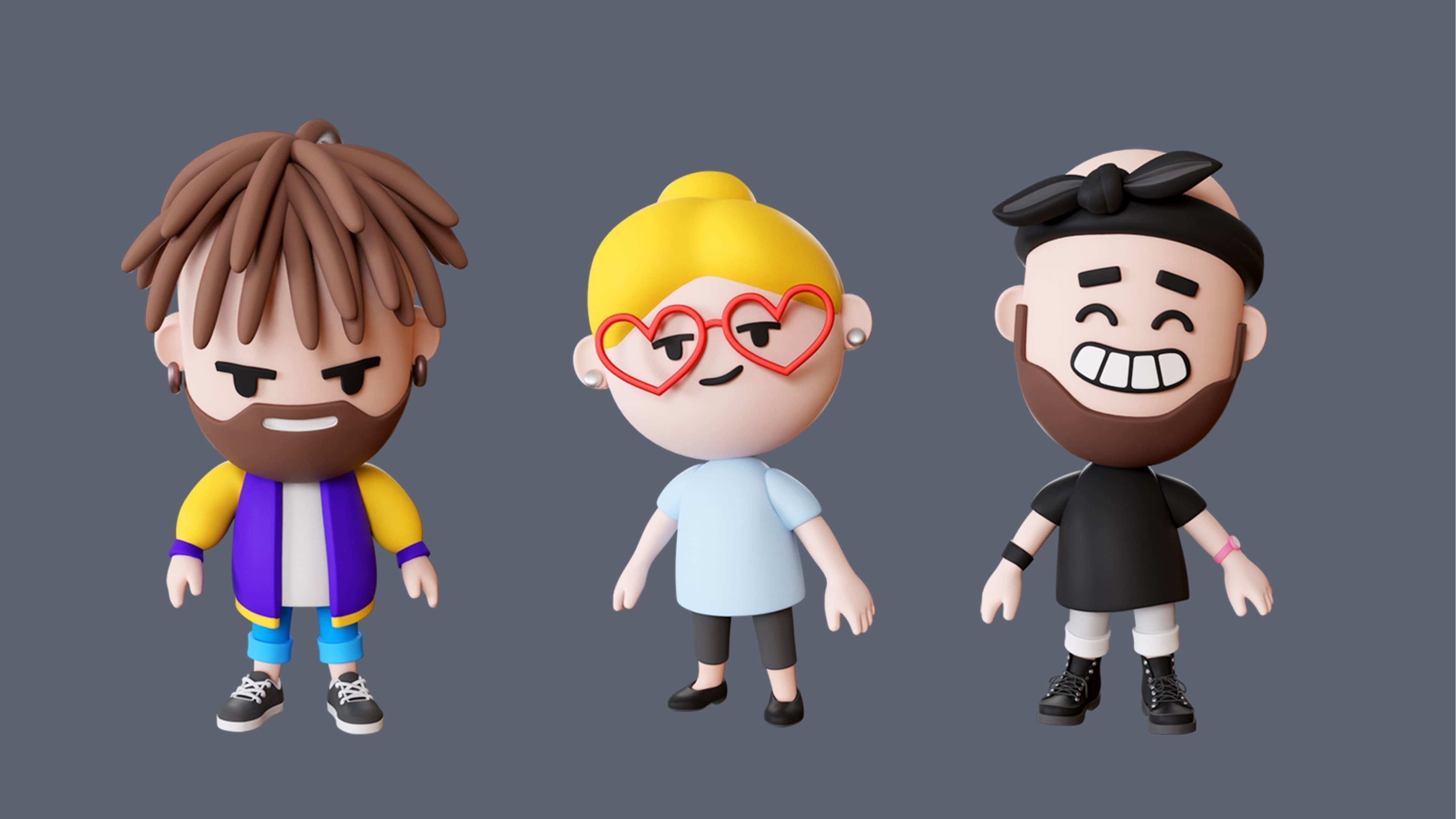 Cute Characters Low-poly 3D model_3