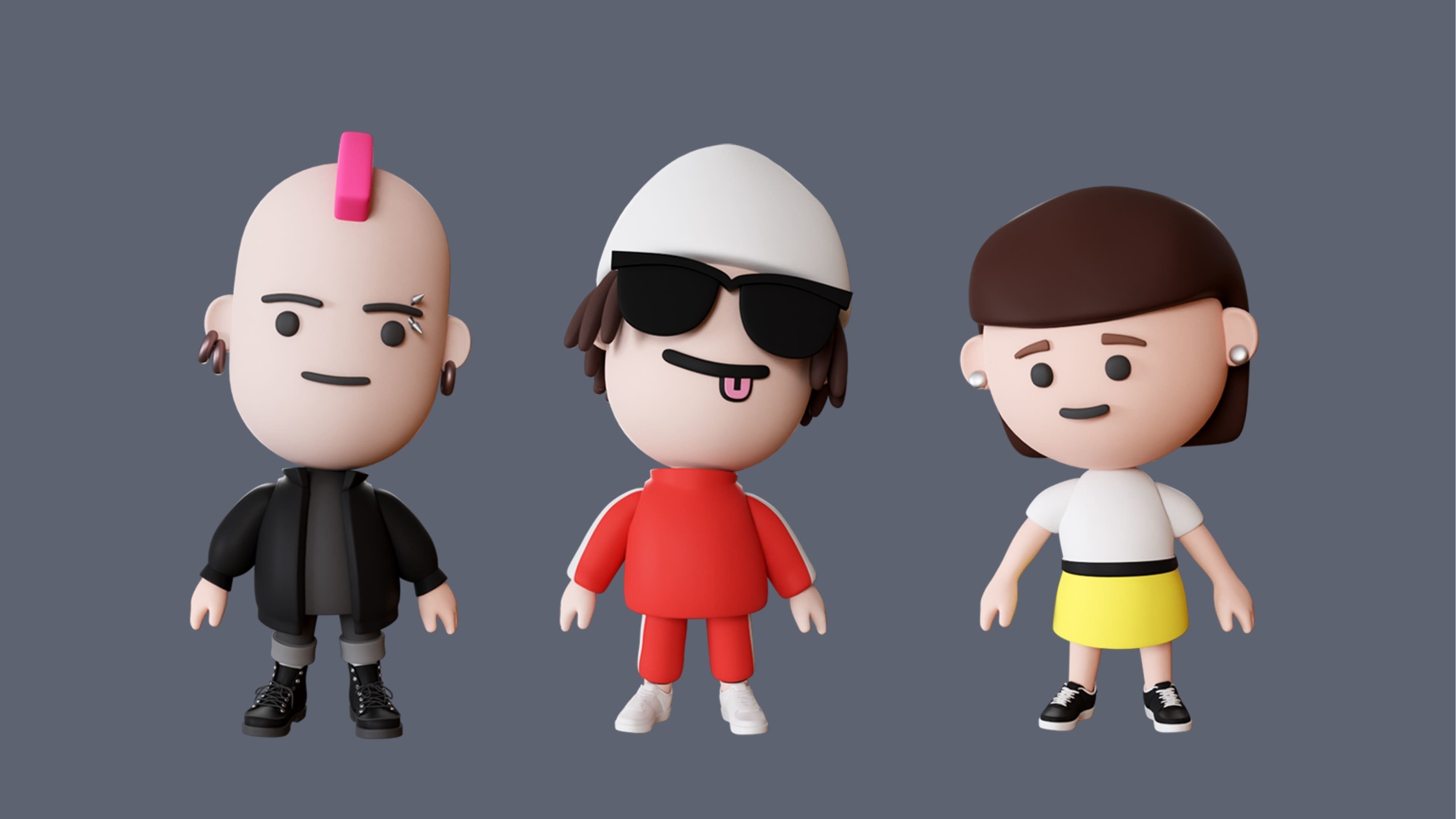 Cute Characters Low-poly 3D model_7