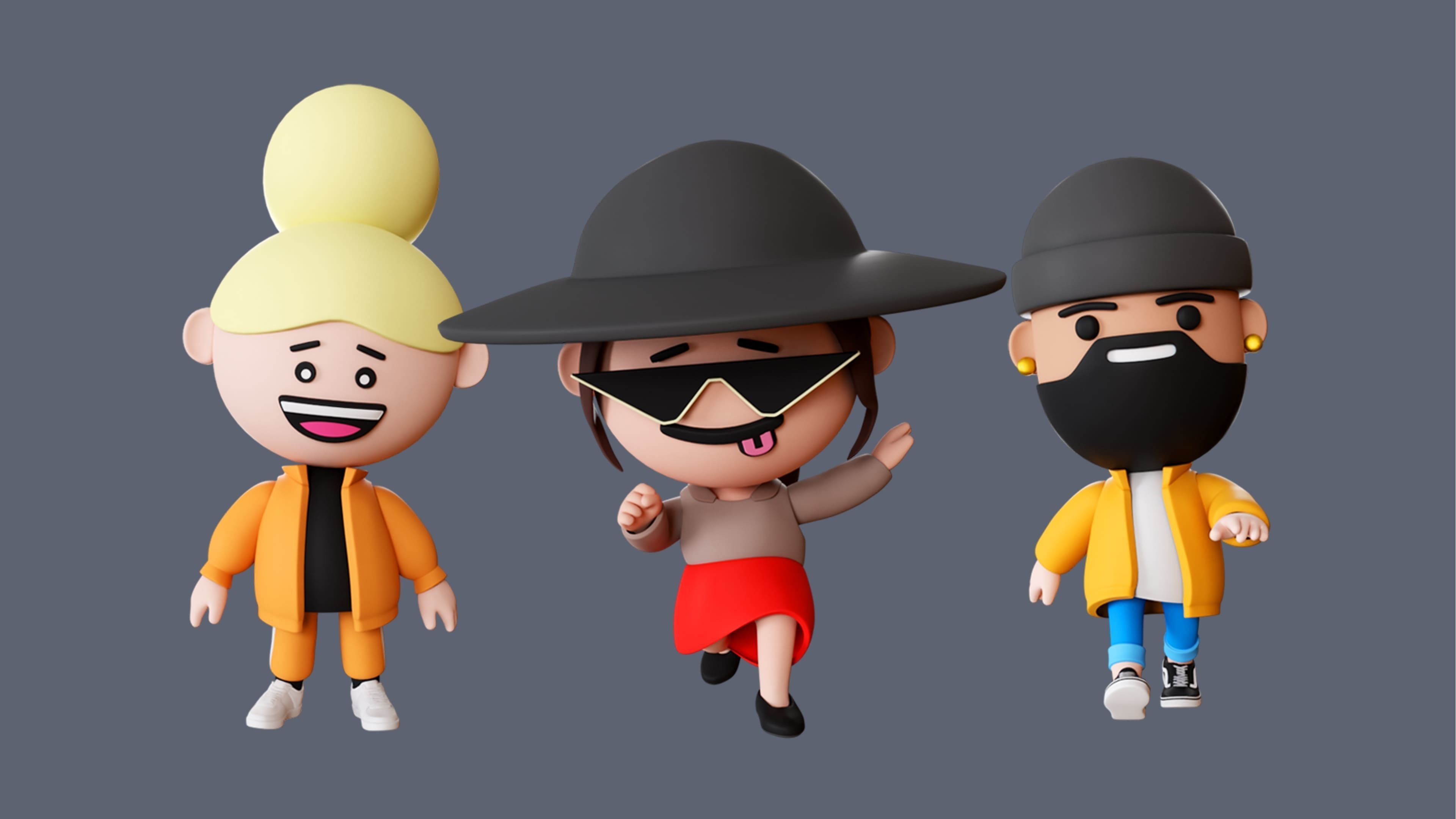 Cute Characters Low-poly 3D model_6