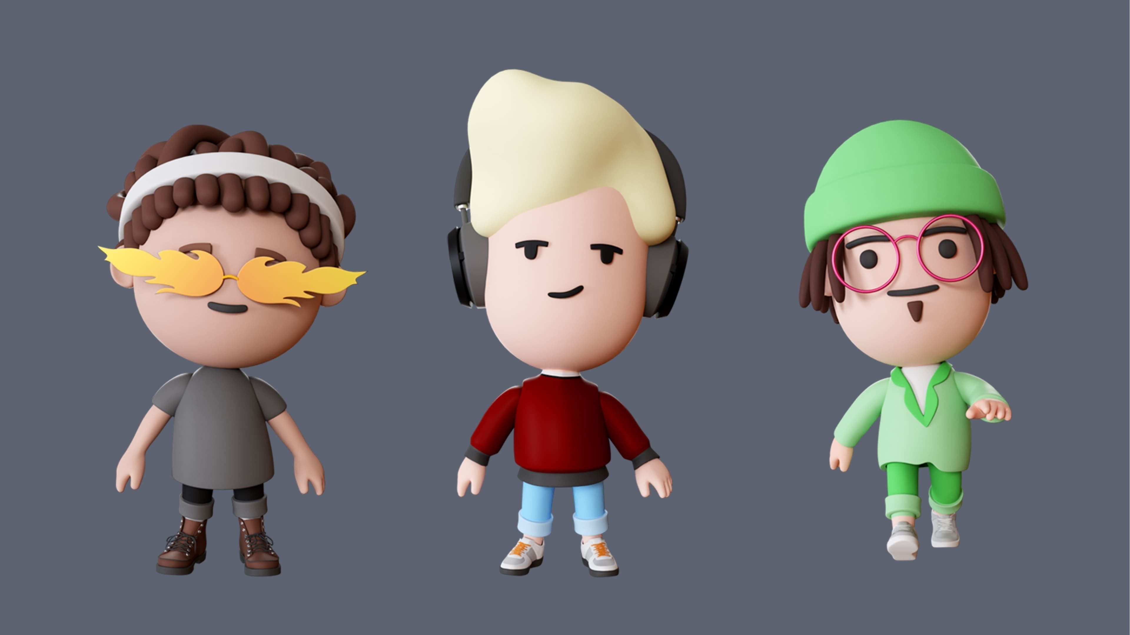 Cute Characters Low-poly 3D model_5