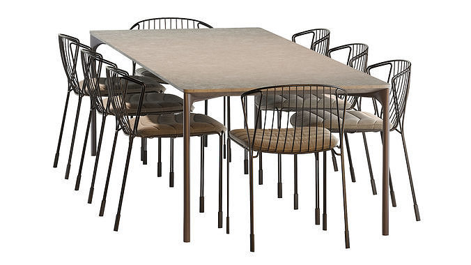 Plano table and Tidal chair 3D model 5