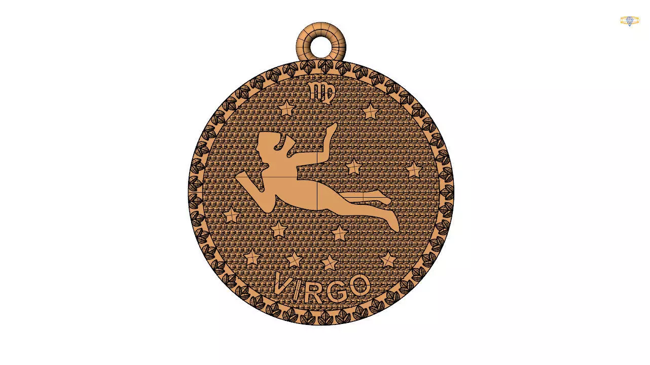 virgo zodiac sign pendant 3d file 3D print model_0