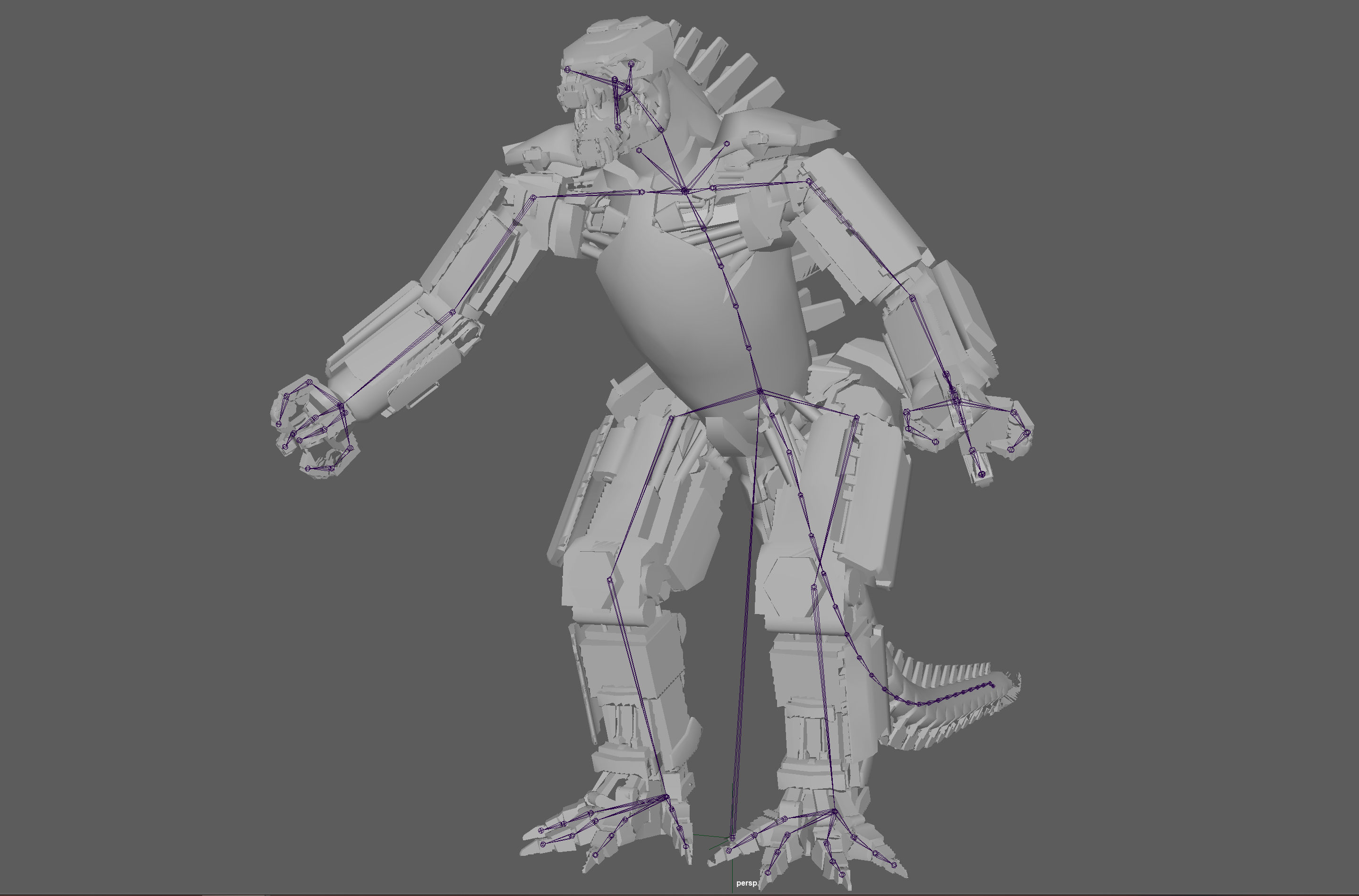 Mechagodzilla Rigged Model Low-poly 3D model_8