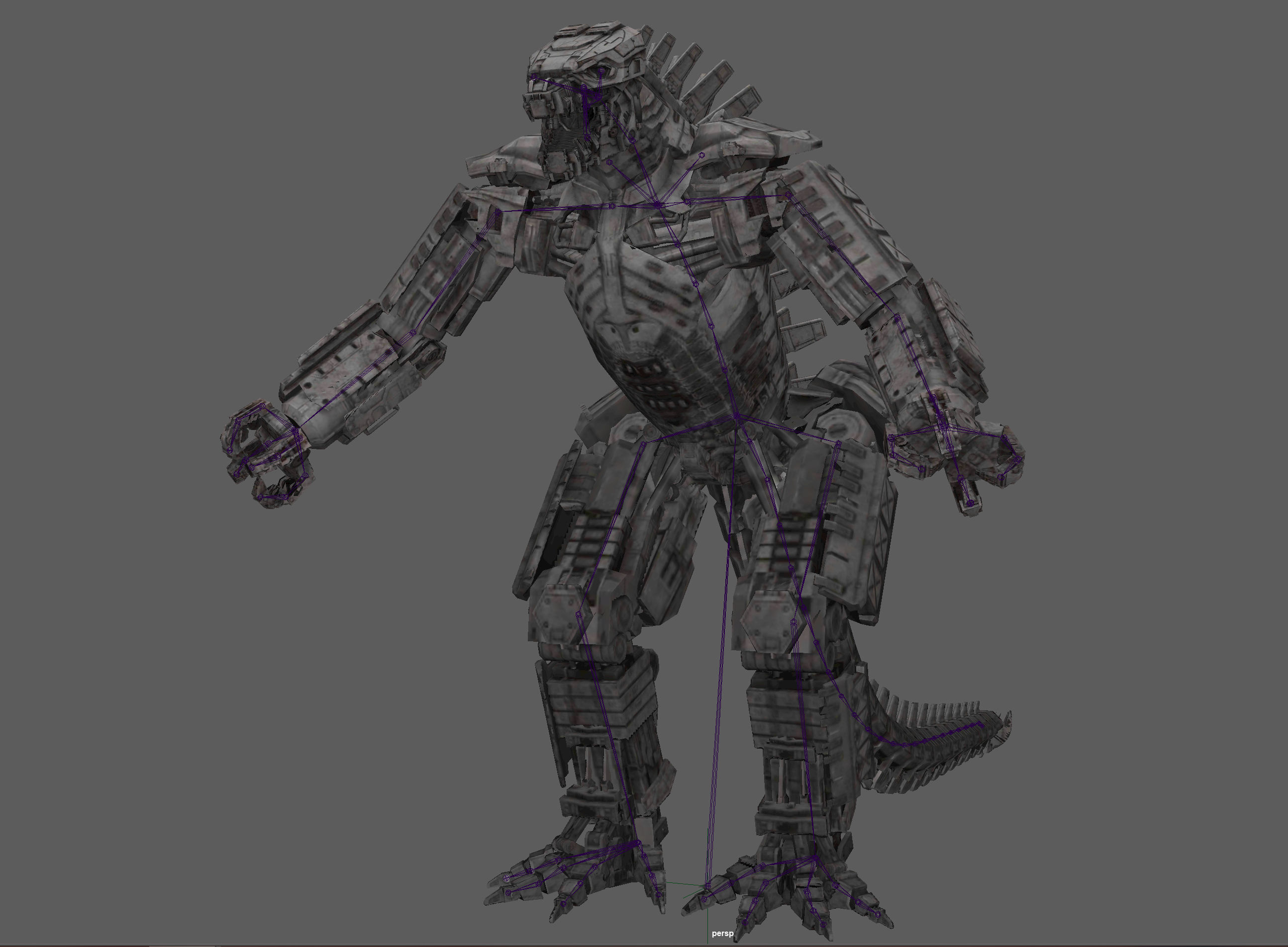 Mechagodzilla Rigged Model Low-poly 3D model_7