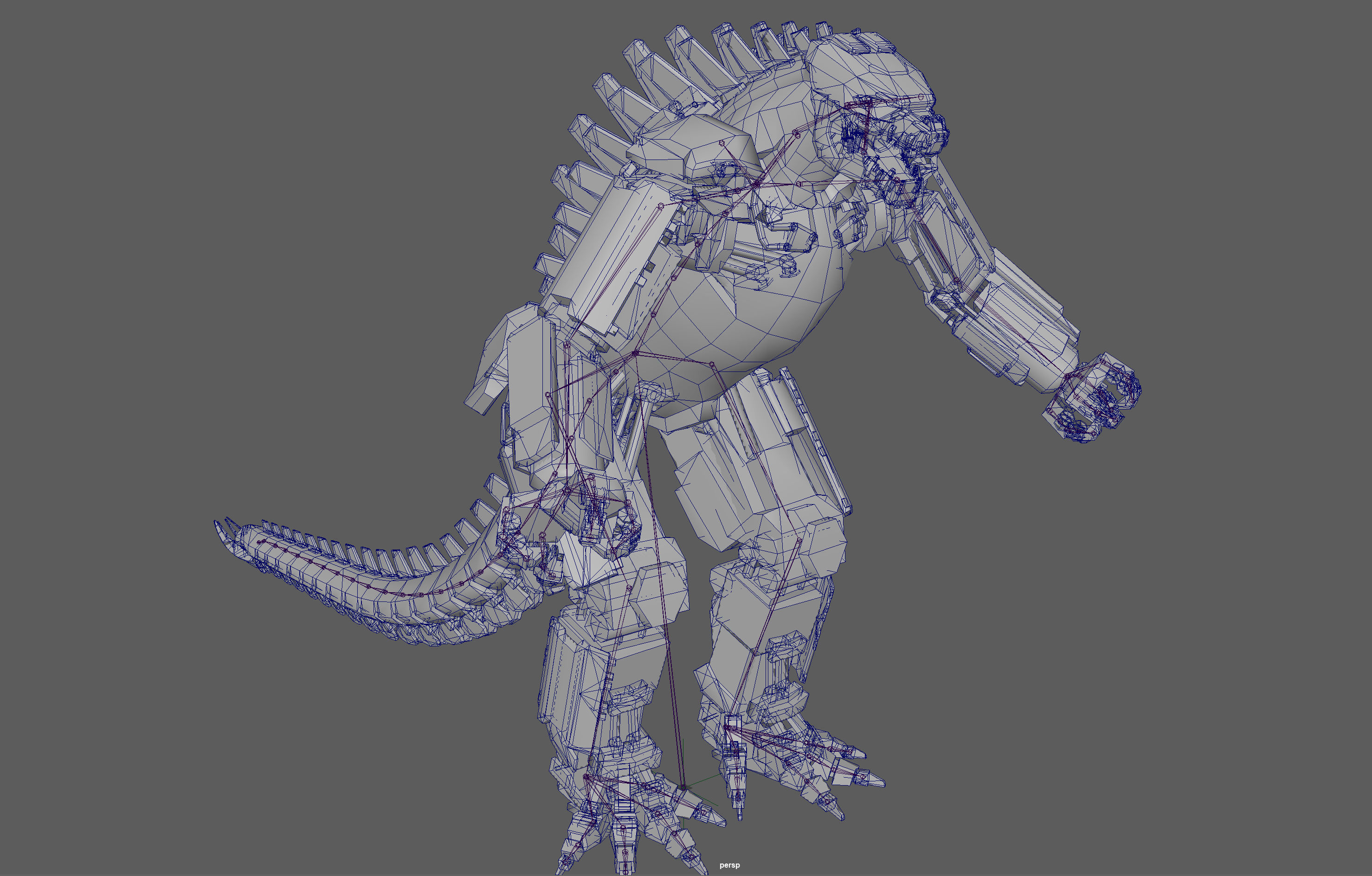 Mechagodzilla Rigged Model Low-poly 3D model_10