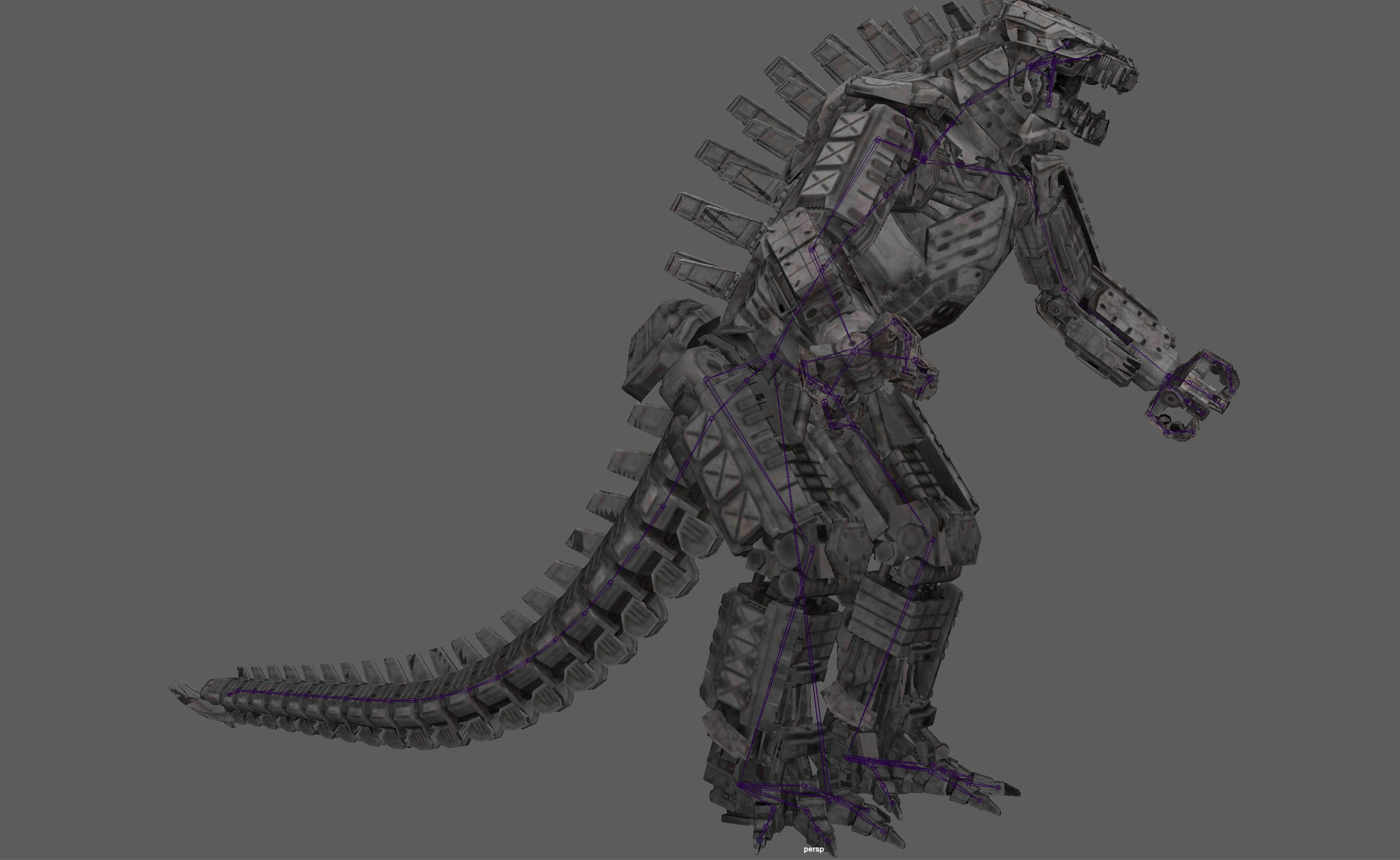 Mechagodzilla Rigged Model Low-poly 3D model_13