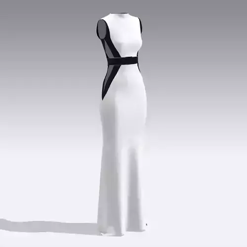 DRESS LOOK LONG WHITE BLACK  HOURGLASS 