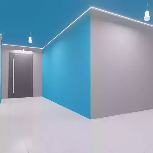 Hallway office with walls and door 3D model
