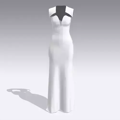 DRESS LOOK WHITE LONG MODERN