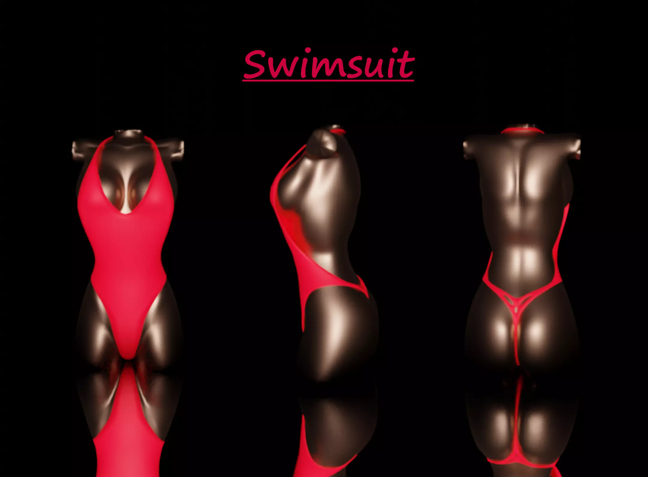 Sexy Swimsuit for Woman Low-poly 3D model_0