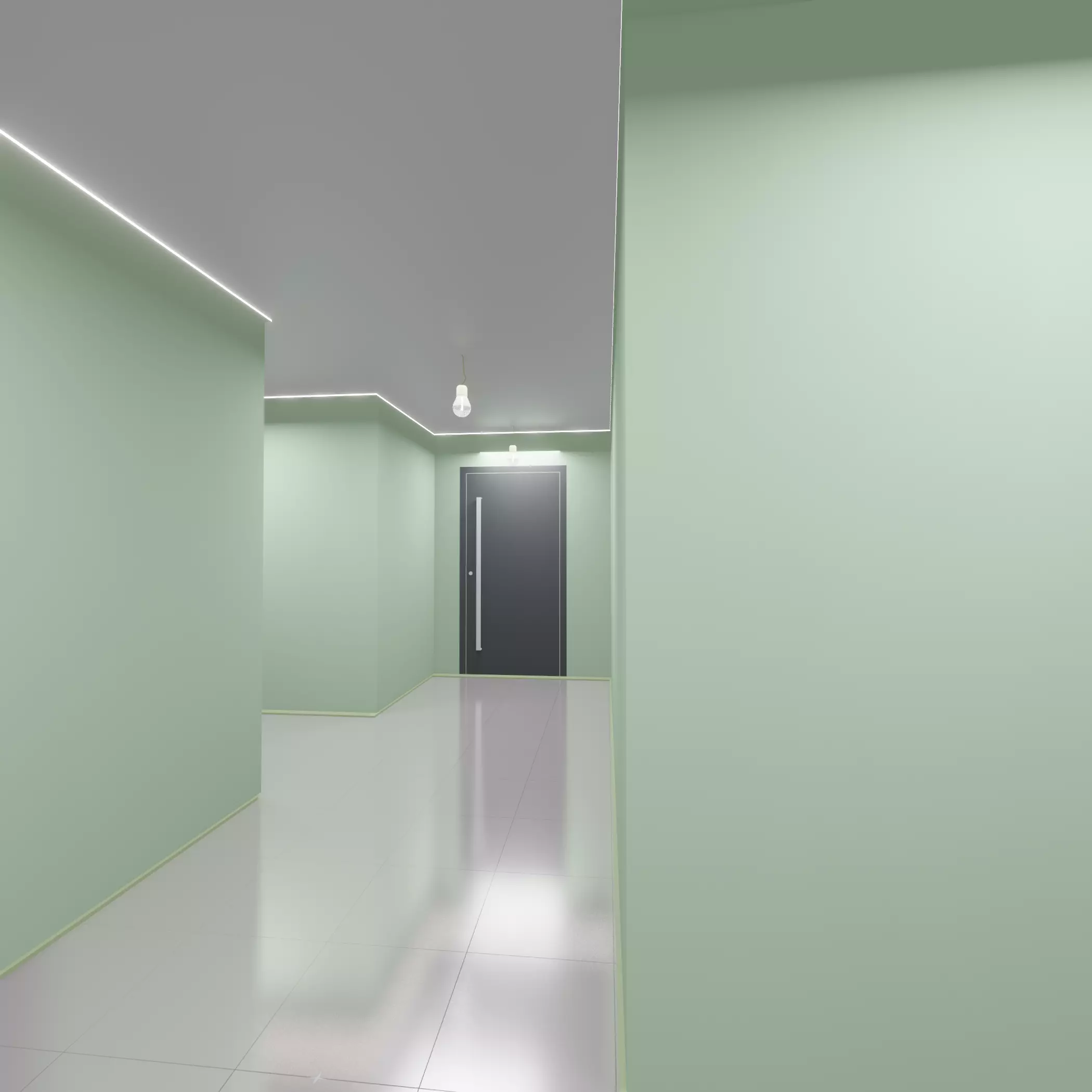 Hallway empty with walls 3D model_0
