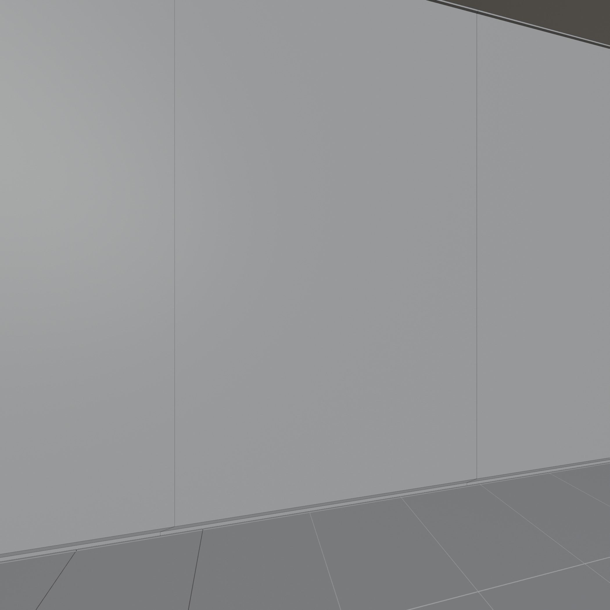 Hallway empty with walls 3D model_4