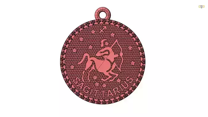 sagittarius zodiac sign pendant 3d file