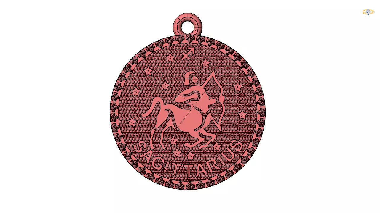 sagittarius zodiac sign pendant 3d file 3D print model_0