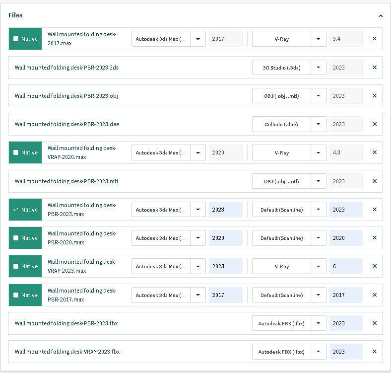 Wall mounted folding desk 3D model_14