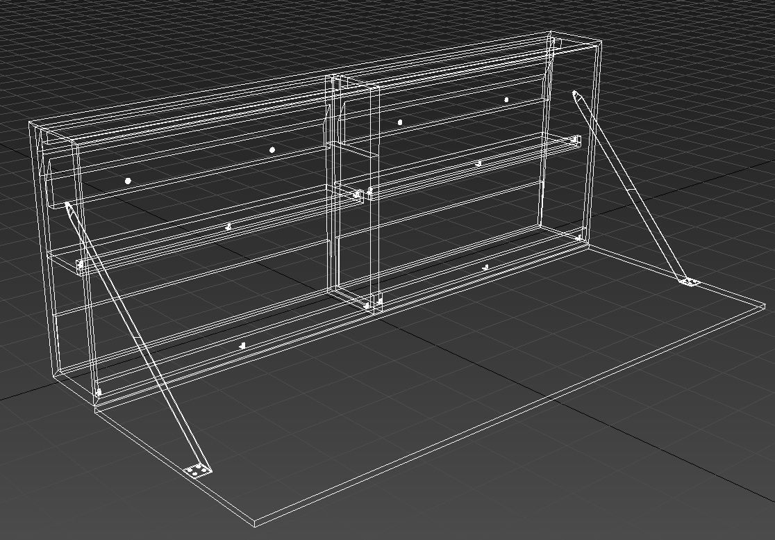 Wall mounted folding desk 3D model_9