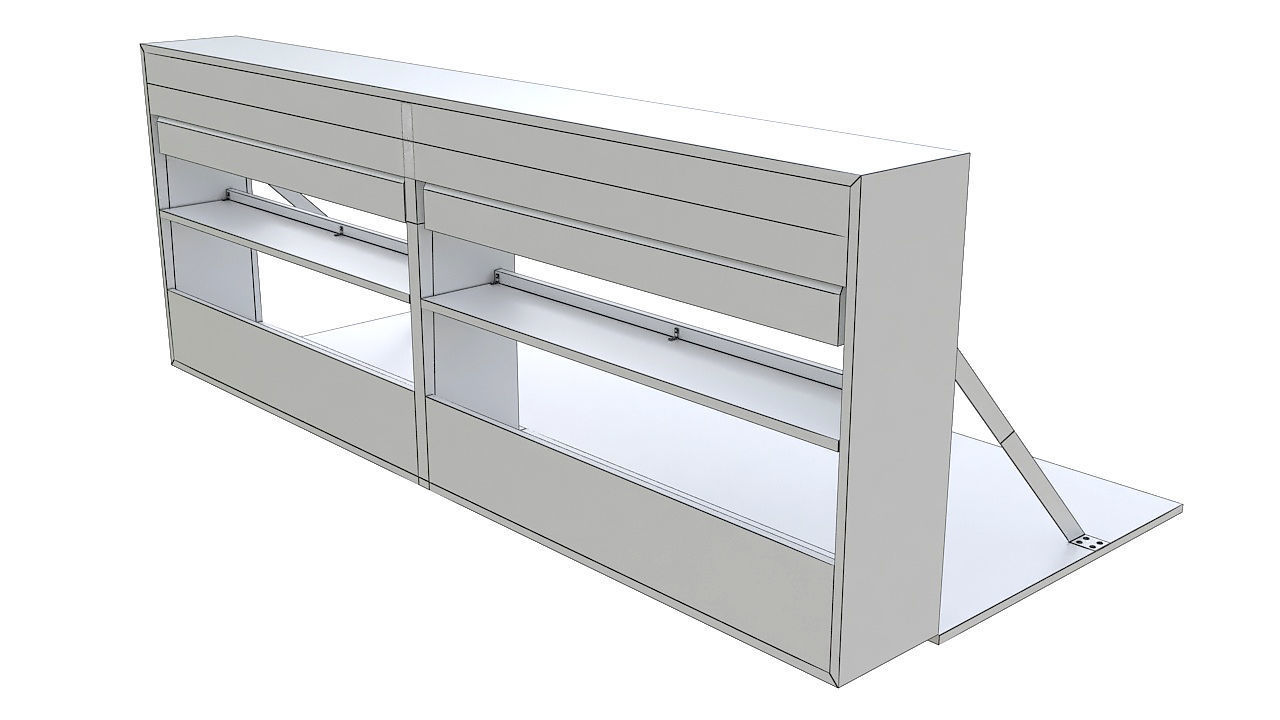 Wall mounted folding desk 3D model_8