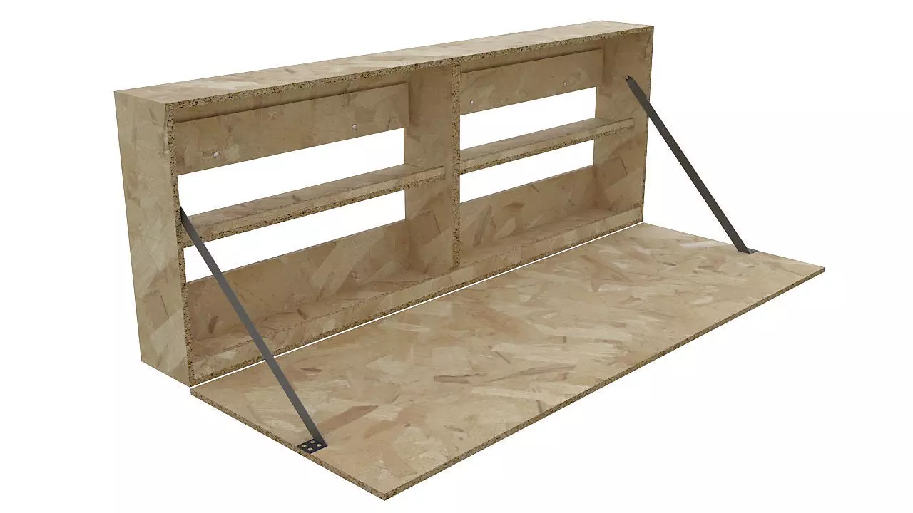 Wall mounted folding desk 3D model_0